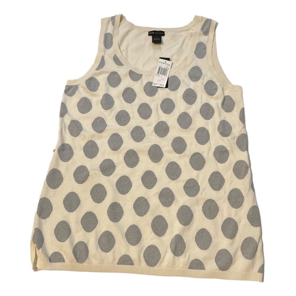 GRACE Dane Lewis Sleeveless Top Shell Tank Polka Dot Sz L